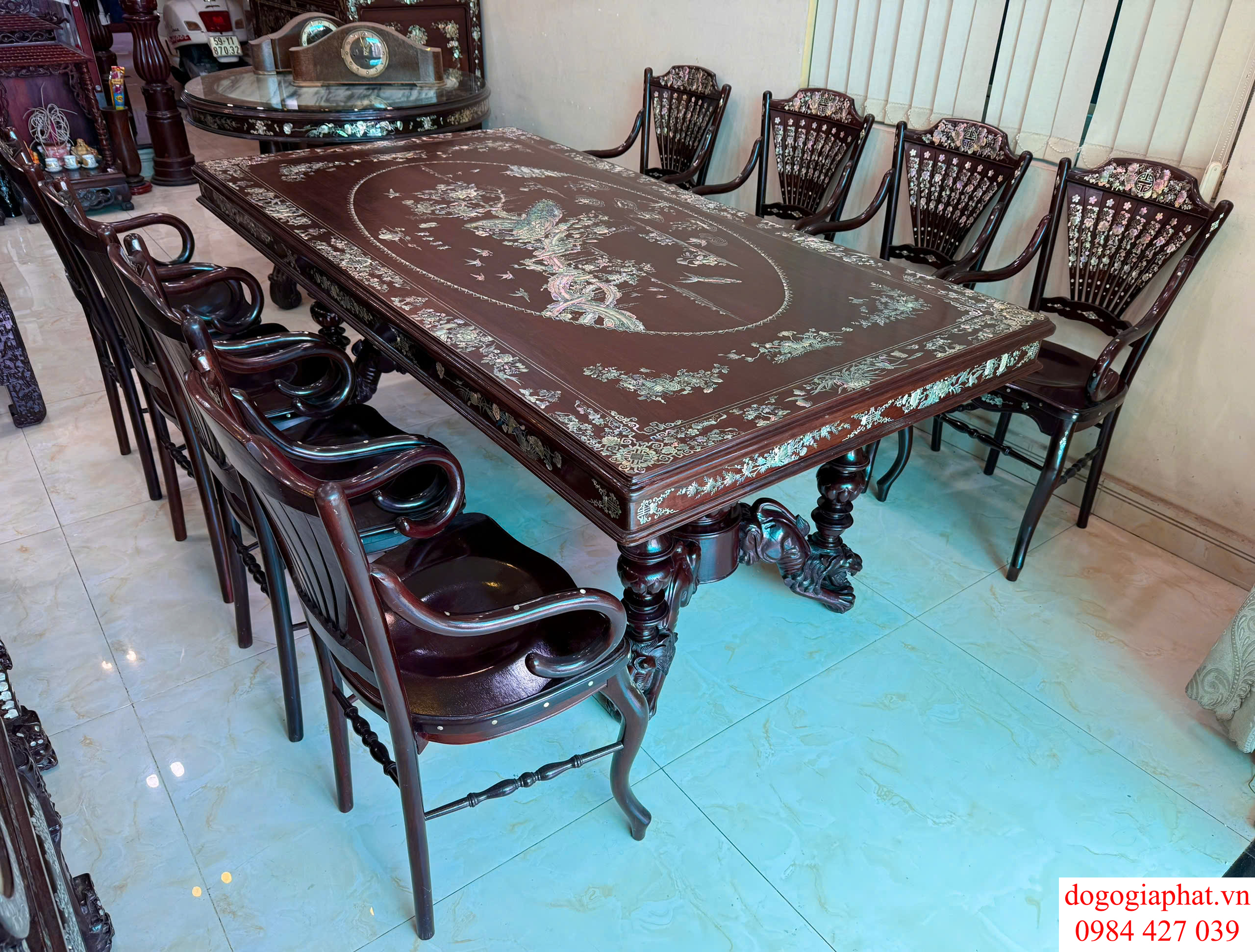 bộ ghế rẻ quạt cẩn ốc xà cừ