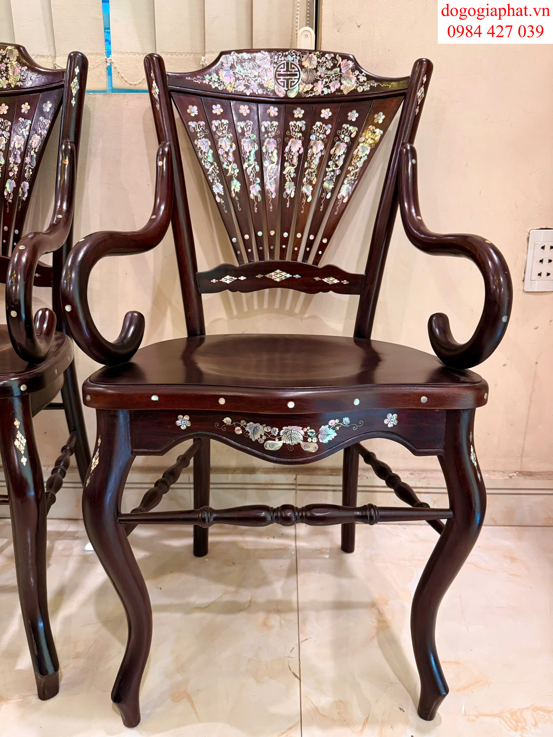 bộ ghế rẻ quạt cẩn ốc xà cừ