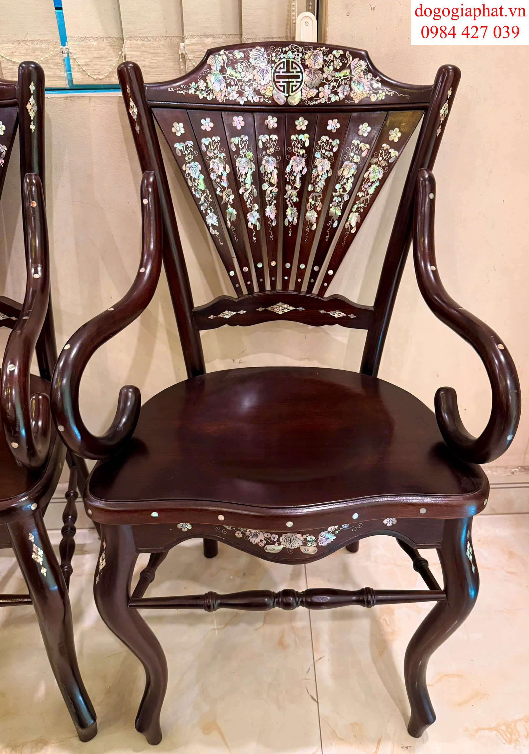 bộ ghế rẻ quạt cẩn ốc xà cừ