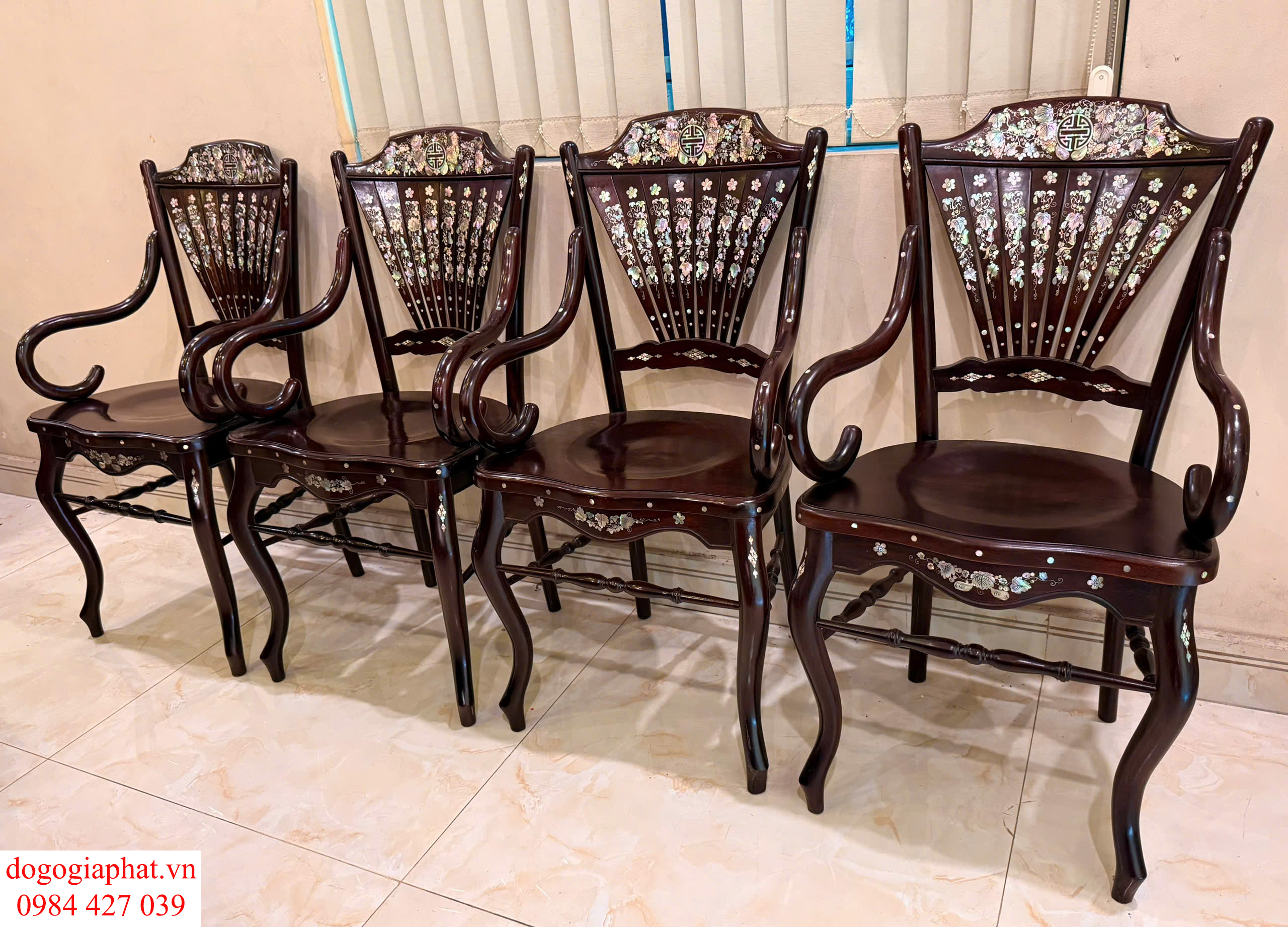 bộ ghế rẻ quạt cẩn ốc xà cừ