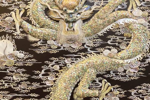 TRANH CẨN ỐC TÍCH SONG LONG CHẦU NGUYỆT