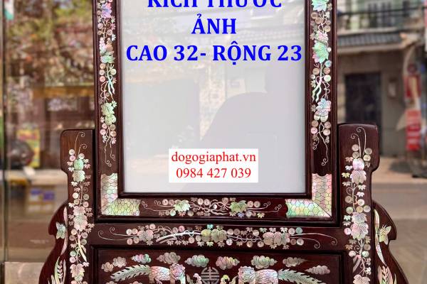 KHUNG ẢNH THỜ GỖ GỤ CẨN ỐC